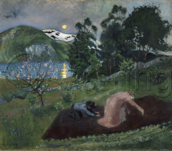 VÃ¥rnatt i hagen ( nattarbeid i hagen), 1903 astrup, nikolai o ...