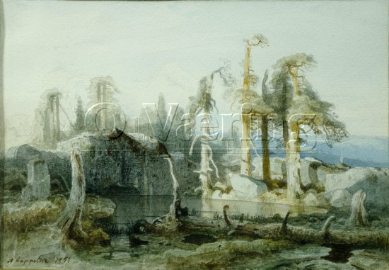 August Cappelen (1827-1852), 
Size: 18x26 cm,
Genre: Painting, 
Location: Private, 