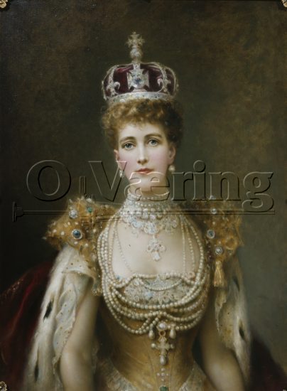 Artist ( not written)
Alexandra born 1.desember 1844. Death 20.november 1925 - Princess of Demark, and Queen of Great Britain
Daughter of Christian IX of Denmark. 
Wife to Prince Edvard, Prince of Wales.