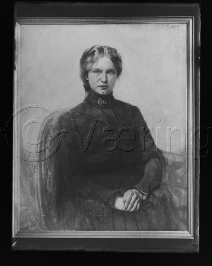 Glassplate / i fotoeske med tittel Dameportretter