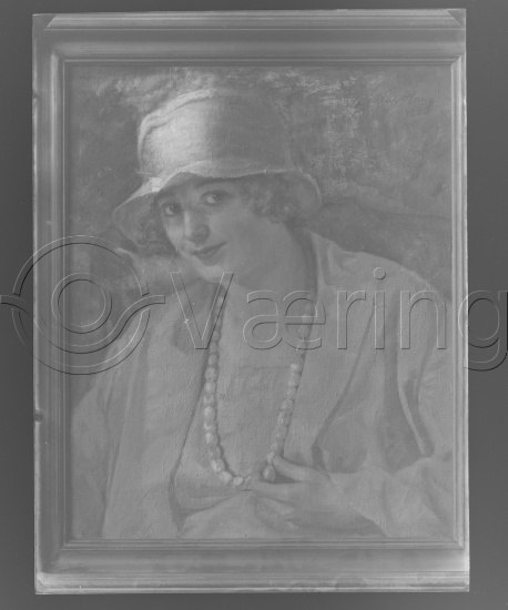 Glassplate / i fotoeske med tittel Dameportretter