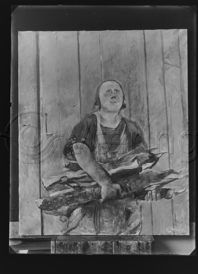 Glassplater
Interiør med en figur - kvinner
