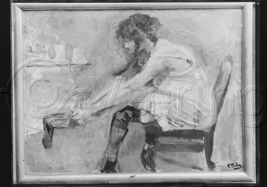Glassplater
Interiør med en figur - kvinner