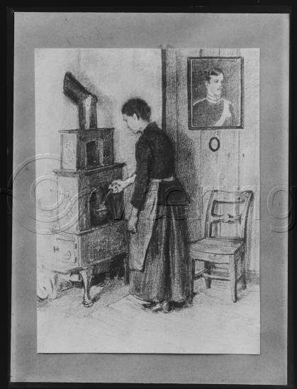 Glassplater
Interiør med en figur - kvinner