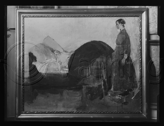 Glassplate og negativ film
Interiør med 2-3 figurer / fotoeske