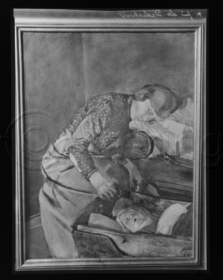 Glassplate og negativ film
Interiør med 2-3 figurer / fotoeske