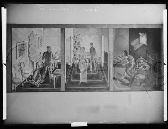 Glassplate negative / i fotoeske notert dekorasjonsarbeider