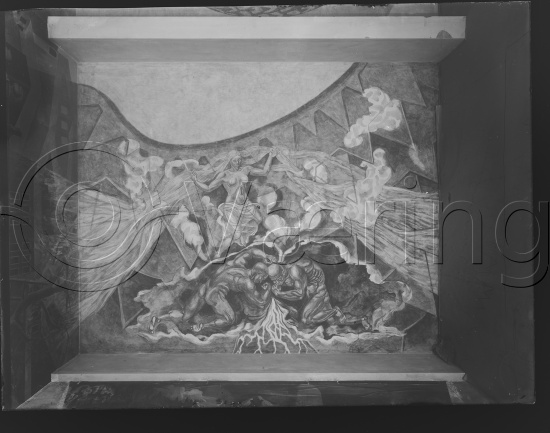 Glassplate negative / i fotoeske notert dekorasjonsarbeider