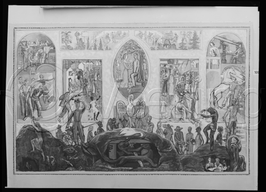 Glassplate negative / i fotoeske notert dekorasjonsarbeider