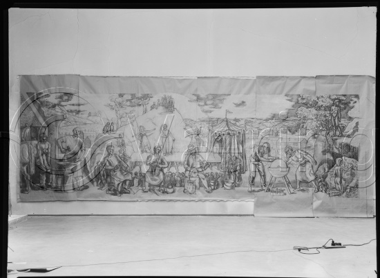 Glassplate negative / i fotoeske notert dekorasjonsarbeider