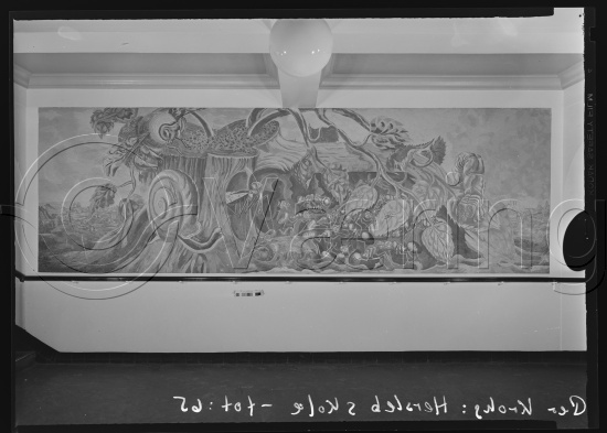 Glassplate negative / i fotoeske notert dekorasjonsarbeider