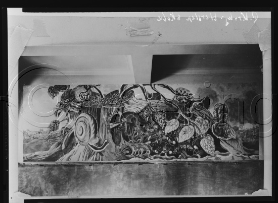 Glassplate negative / i fotoeske notert dekorasjonsarbeider