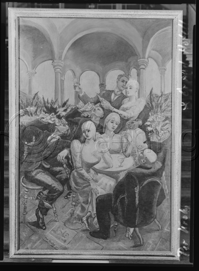 Glassplate negative / i fotoeske notert dekorasjonsarbeider