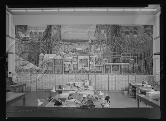 Glassplate negativ / i fotoeske notert med dekorasjons arbeider