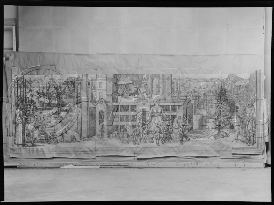 Glassplate negativ / i fotoeske notert med dekorasjons arbeider