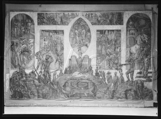 Glassplate negativ / i fotoeske notert med dekorasjons arbeider