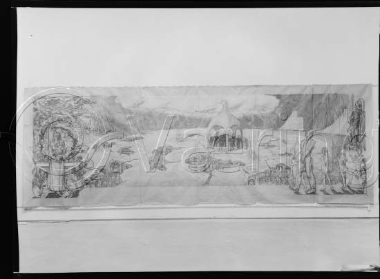 Glassplate negativ / i fotoeske notert med dekorasjons arbeider