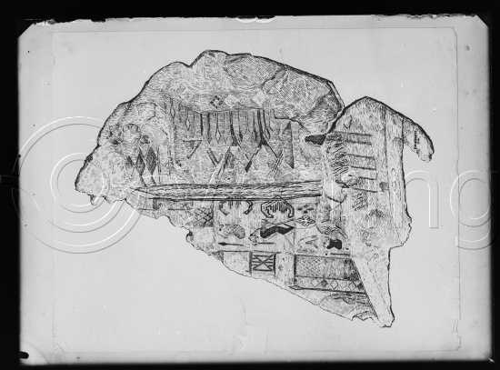 I fotoeske med tekst Osebergfunnet