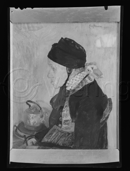 Glassplate og negativ bladfilm