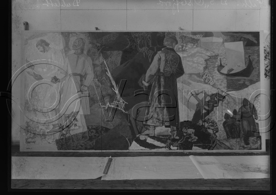 Glassplate negativ og negativ bladfilm. Monumentalmalerier