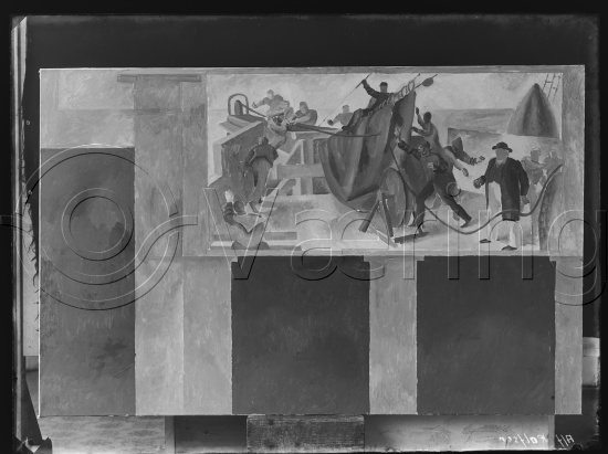 Glassplate negativ og negativ bladfilm. Monumentalmalerier