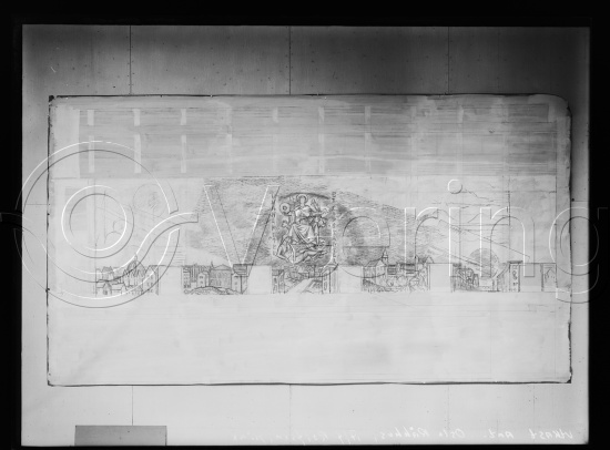 Glassplate negativ og negativ bladfilm. Monumentalmalerier