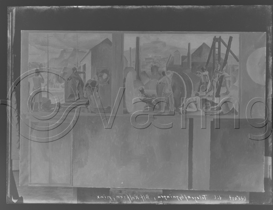 Glassplate negativ og negativ bladfilm. Monumentalmalerier