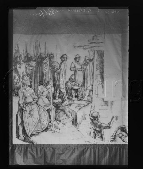 Glassplate negativ og negativ bladfilm. Monumentalmalerier