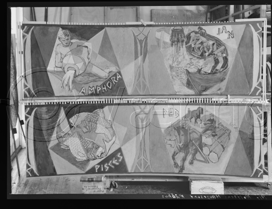 Glassplate negativ og negativ bladfilm. Monumentalmalerier