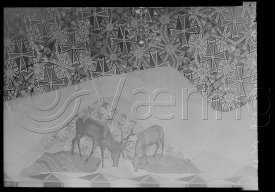 Glassplate negativ og negativ bladfilm. Monumentalmalerier