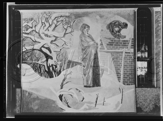 Glassplate negativ og negativ bladfilm. Monumentalmalerier