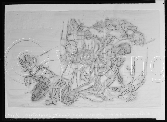 Glassplate negativ og negativ bladfilm. Monumentalmalerier