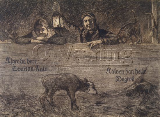 Christian Skredsvig (1854-1924), 
Size: 45x62 cm, / Akvarell
Location: Private, 
Photo: O.Vaering. 
Theme: Valdresvisa