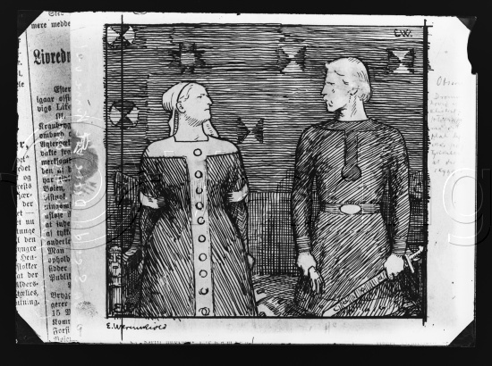 I samlet fotoeske med tittel Snorre tegninger