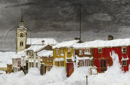 Street in Røros in winter