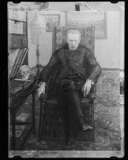 Glassplate og negativ bladfilm