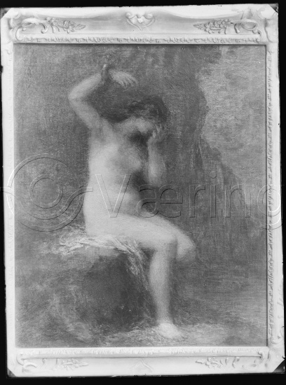Glassplate / I fotoeske med teksten Fru Alexandra Thaulow