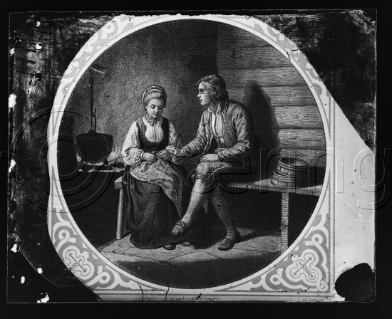 Glassplate og negativ bladfilm