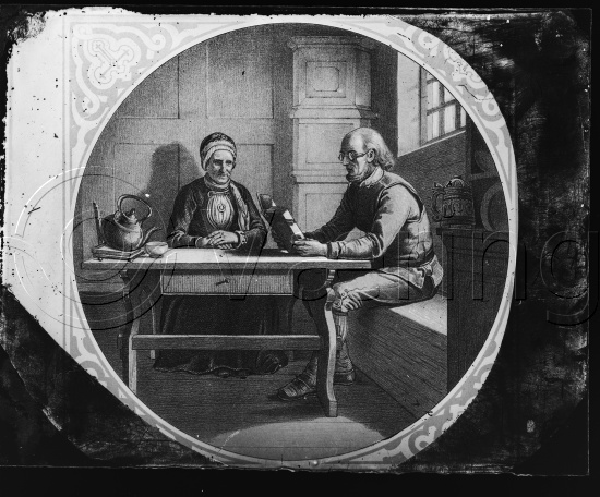 Glassplate og negativ bladfilm