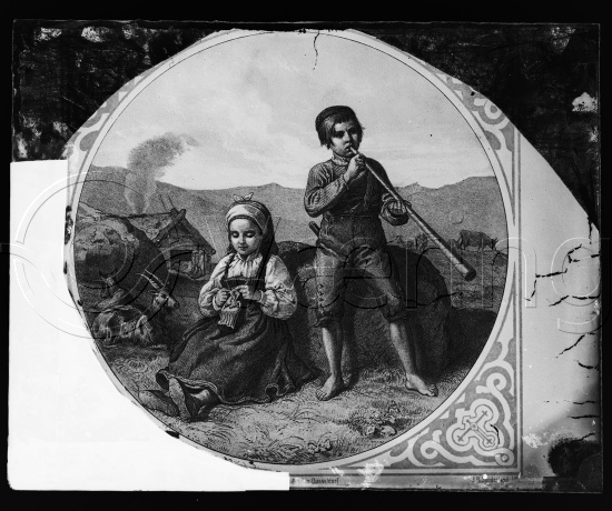 Glassplate og negativ bladfilm