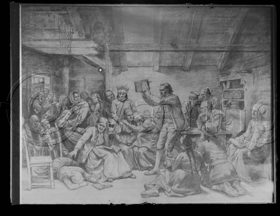 Glassplate og negativ bladfilm