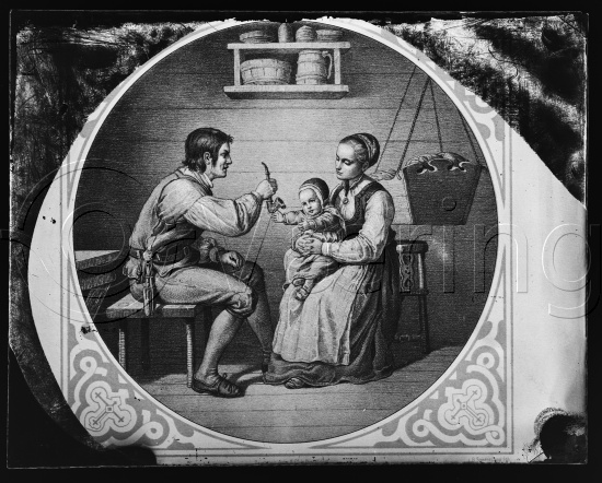 Glassplate og negativ bladfilm