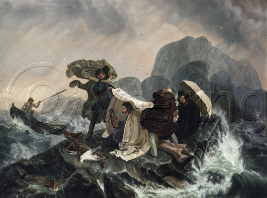 From the left: Andreas Achenbach, Thomas Fearnley, Christian Breslauer og Brenze ( or O. Achenbach)