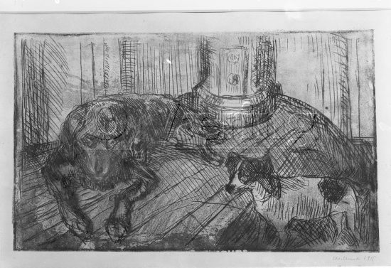 To hunder ved ovnen 
Negativer fra Væringsamlingen 


, Edvard Munch (1863-1944), 
Photo: O.Væring - Copyright