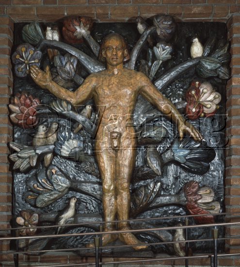 Dette relieffet skildrer Ask, som i følge norrøn mytologi var den første mannen.