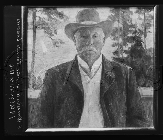Glassplate og negativ film / i fotoeske med tittel 