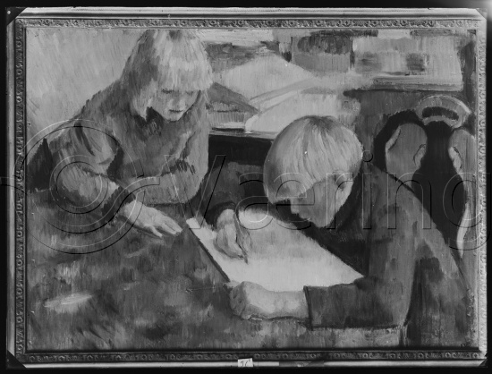 Glassplate og negativ bladfilm / I fotoeske med barneportretter