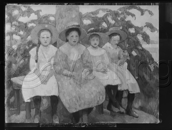 Glassplate og negativ bladfilm / I fotoeske med barneportretter