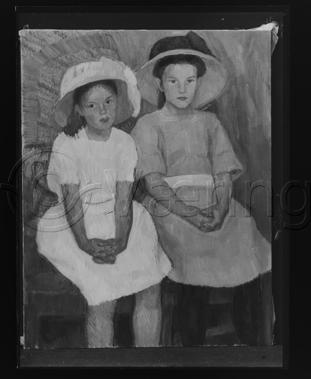 Glassplate og negativ bladfilm / I fotoeske med barneportretter