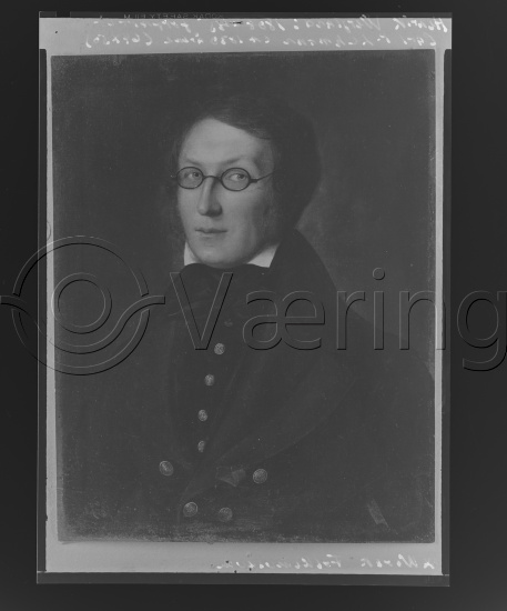 Glassplate og negativ film / I fotoeske med tittel Henrik Wergeland
